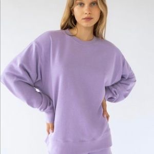 TNA Airy Fleece boyfriend crew sweatshirt in petal purple